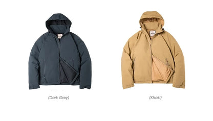 Maden Veste de duvet pour homme avec capuche hiver épaisse tissu mat brillant parka manteau chaud pour l'extérieur versatile veste noire pour porter dehors Chic et chaude veste masculine - DOGOMET DIGITAL PLUS