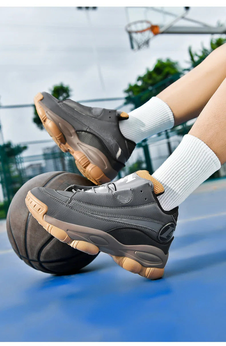 Chaussures de basket-ball pour hommes de haute qualité automne chaussures de sport en cuir plate-forme extérieure bottes de basket-ball professionnelles hommes chaussures d'entraînement
