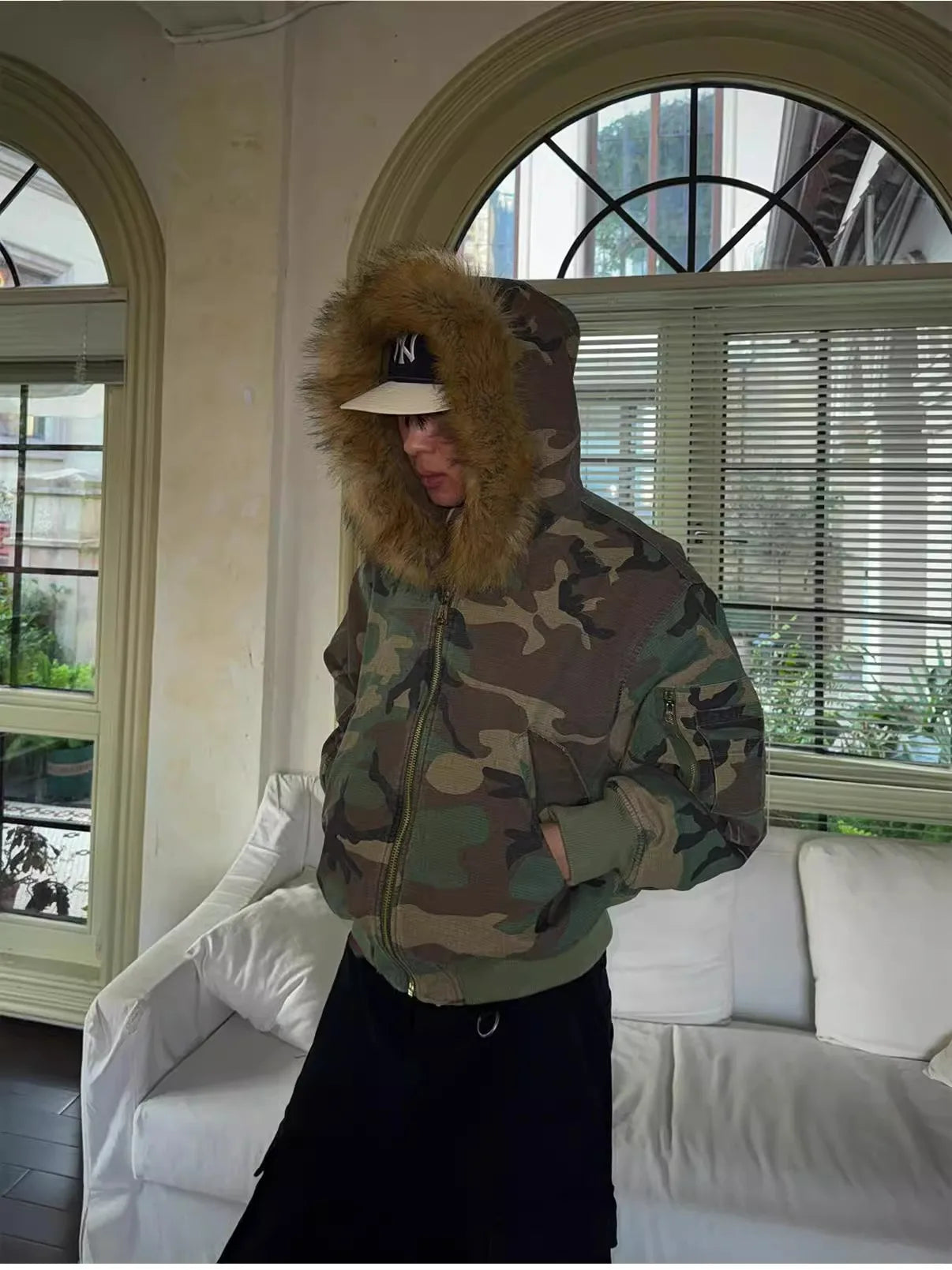 Manteau d'hiver chaud pour hommes, veste de Camouflage Double face, Parka en coton épais avec col en fourrure, Trench-Coat de Style militaire en plein air - DOGOMET DIGITAL PLUS