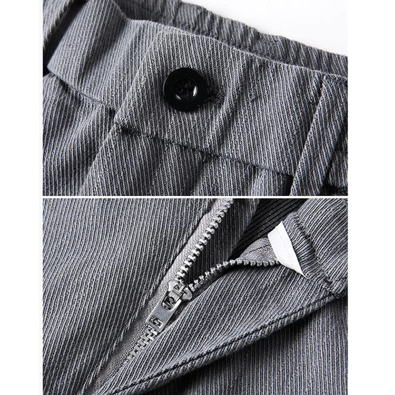 Fashion Men Casual Straight Tailored Trousers Male Jean Like Pants Comfortable Light Gray Dark Grey Trousers