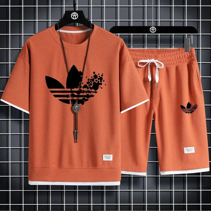 2025 Summer breathable quick drying sports casual jogging men's fashion printed short sleeve T-shirt + shorts two-piece set - DOGOMET DIGITAL PLUS