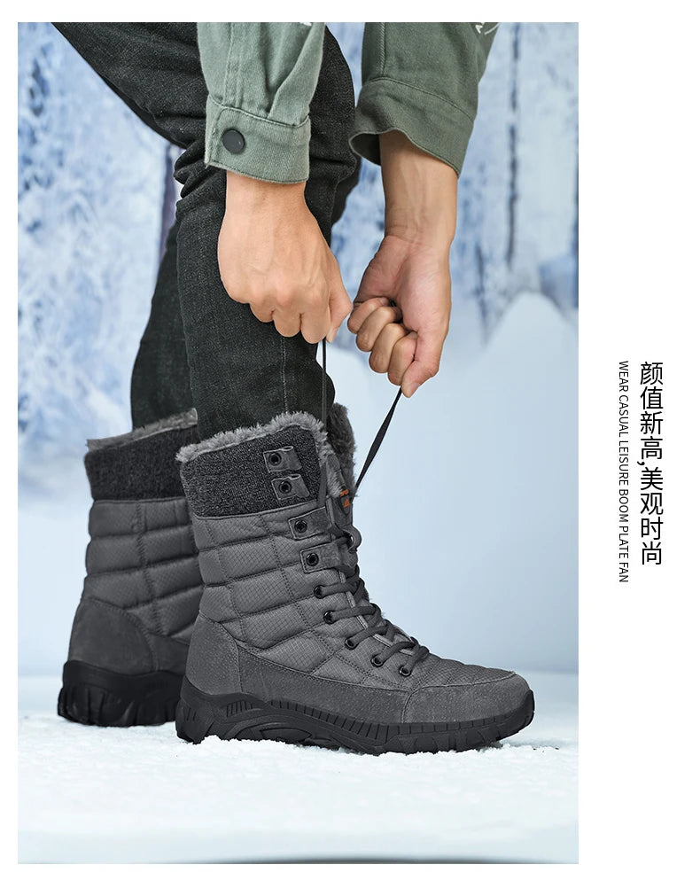 Bottes de neige rembourrées en velours pour hommes, bottes d'alpinisme en plein air, chaussures de randonnée chaudes, haut, tendance, hiver, nouveau, 2023