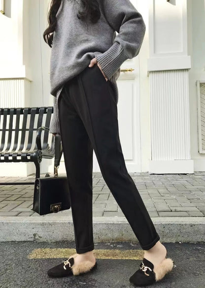 Woolen Pants Women's Harem Pencil Pants 2024 Autumn Winter High Waist Casual Pantalones Beige Black Office Lady Women Trousers