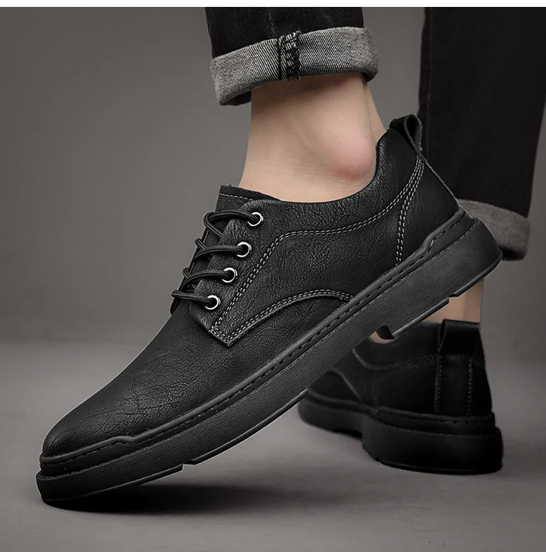 Printemps automne décontracté hommes rétro chaussures en Cuir 2023 mode Style britannique anti-dérapant Chaussure Homme Cuir marque de luxe concepteur