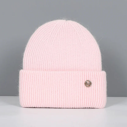 Bonnet en Fourrure de Lapin pour Femme, en Laine Solide, Doux, en Cachemire, Collection Automne Hiver
