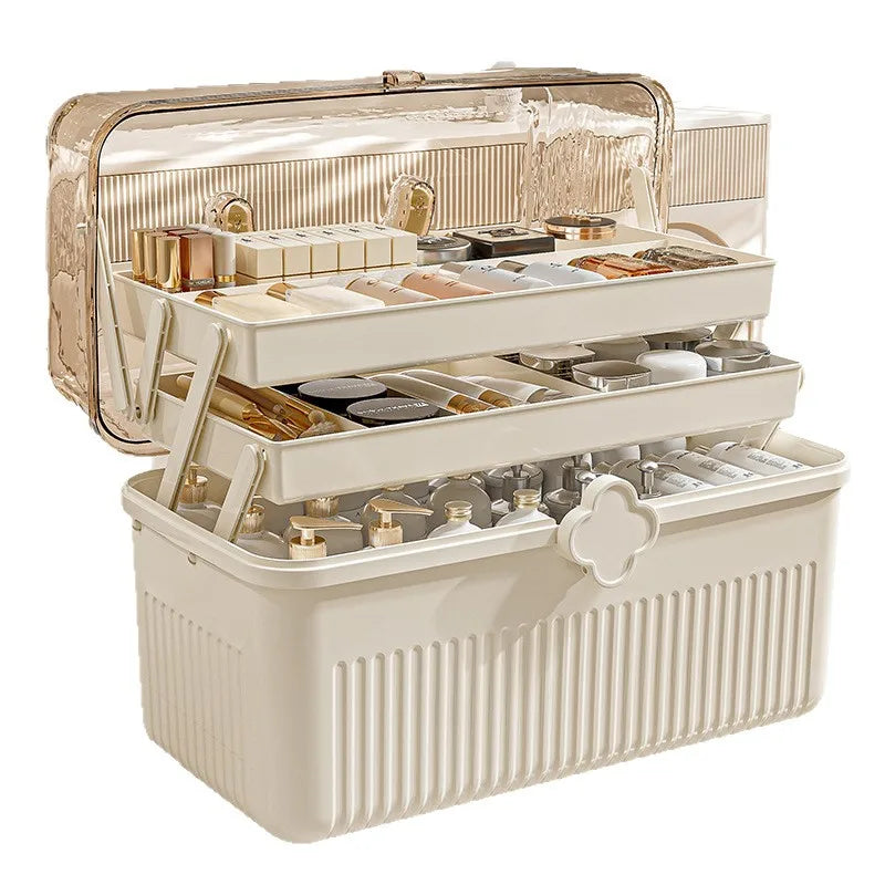 Cosmetics Storage Box, Desktop Dustproof, Large Capacity Organizer Box, Makeup Table, Skincare, Lipstick Shelf
