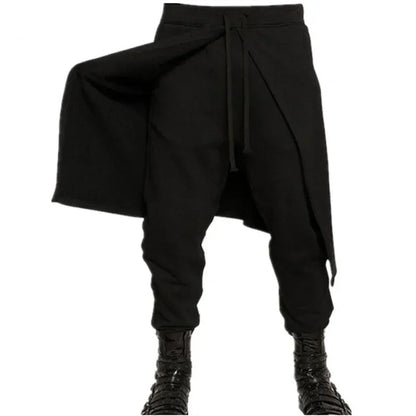 2025Halloween Costume de pantalon noir Steampunk médiéval pour hommes, pantalon ample épissé de Style occidental, Cosplay de scène