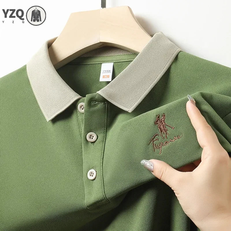 Men's Embroidered Casual Fashion Short Sleeved POLO Shirt Summer Comfortable Top
