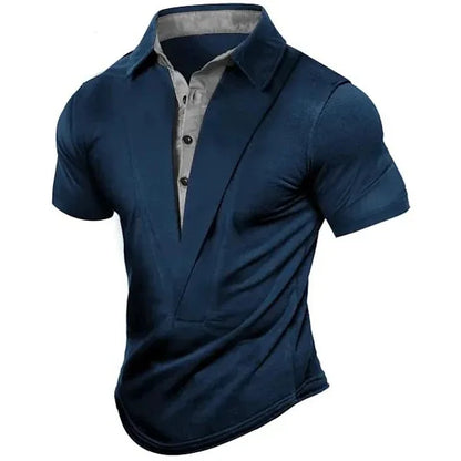 Men's Short - Sleeve T - Shirt for Summer, Retro Henley Neckline Design,  Loose Breathable Versatile Top for Sports and Leisure