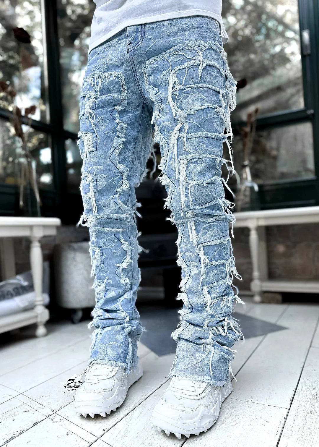 Kakan - New Men's Elastic Patch Jeans, Y2k Clothes Street Fashion Straight Leg Pants Long Jeans Jeans Man Brand - DOGOMET DIGITAL PLUS
