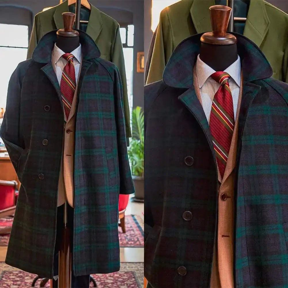 Pardessus formel pour hommes, veste en laine, blazer à carreaux à deux boutons, revers cranté, manteau smokings