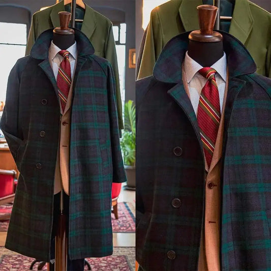 Pardessus formel pour hommes, veste en laine, blazer à carreaux à deux boutons, revers cranté, manteau smokings