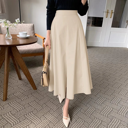 ZANZEA-Jupe mi-longue évangélique élégante taille haute pour femmes, jupes trapèze pour femmes, bureau, dame, document solide, fête, mode, 2025