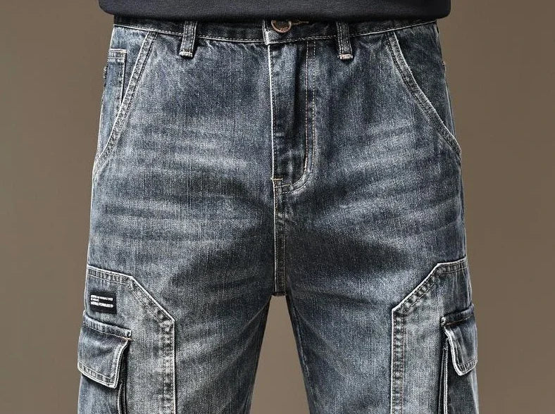 Jean pour hommes pantalon de cowboy droit avec poches pantalon Cargo esthétique régulière nouveau en empilé mode coréenne tendance 2025