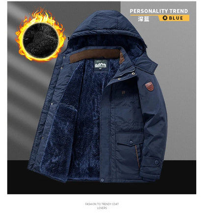 Parka Thermique Épaisse et Chaude pour Homme, Manteau Décontracté à Fermeture Éclair, avec Doublure Souriante, Coupe-Vent, Vêtement d'Extérieur, Hiver - DOGOMET DIGITAL PLUS