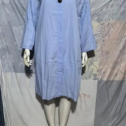 Women's Casual Button-Up Linen irt Long Ne round Color Blo  Pet Clothing Accories - DOGOMET DIGITAL PLUS