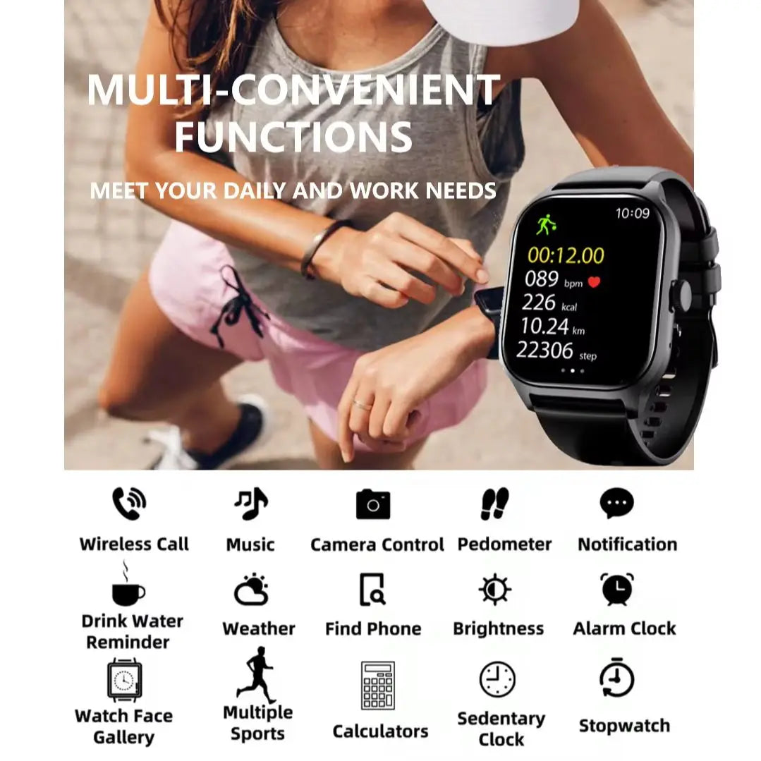 Montres intelligentes pour homme femme appel Bluetooth musique fitness tracker sport avec podomètre étanche informations alertes montre intelligente