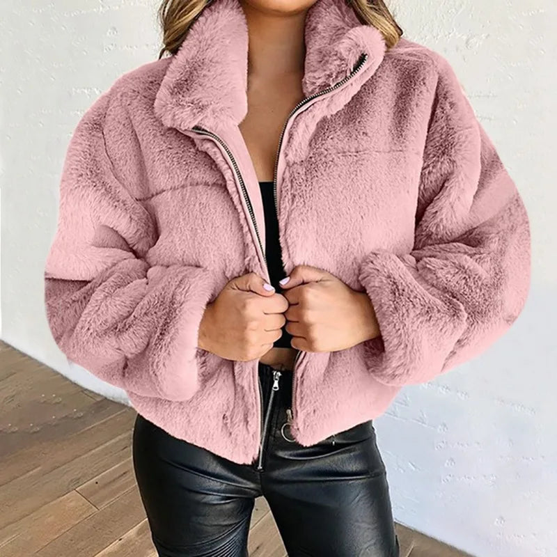 Automne hiver manteau pour femmes 2025 nouveau élégant ours en peluche chaud épaissir polaire fausse fourrure manteaux veste femmes à manches longues vêtements d'extérieur - DOGOMET DIGITAL PLUS