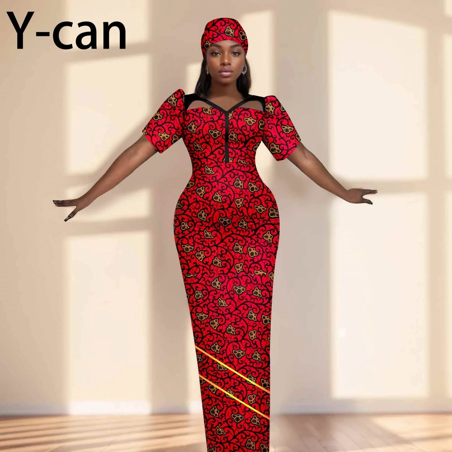 Robe de soirée robes africaines pour femmes coupe ajustée robe à manches courtes robes de soirée avec bandeau Dashiki Ankara imprimer 2525071
