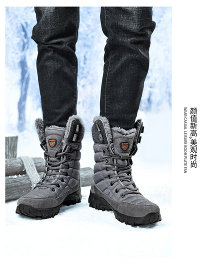 Bottes de neige rembourrées en velours pour hommes, bottes d'alpinisme en plein air, chaussures de randonnée chaudes, haut, tendance, hiver, nouveau, 2023