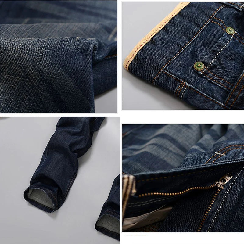 2025 nouveaux hommes Jean printemps automne droit pantalons à la mode décontracté Denim pantalon hommes classique mince Stretch Jean mode