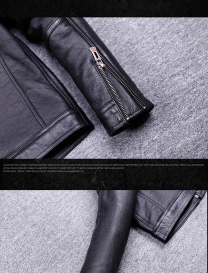Veste de moto en cuir véritable pour hommes, manteau de fourrure, cuir naturel, chaud, hiver, zones me, SGG1109