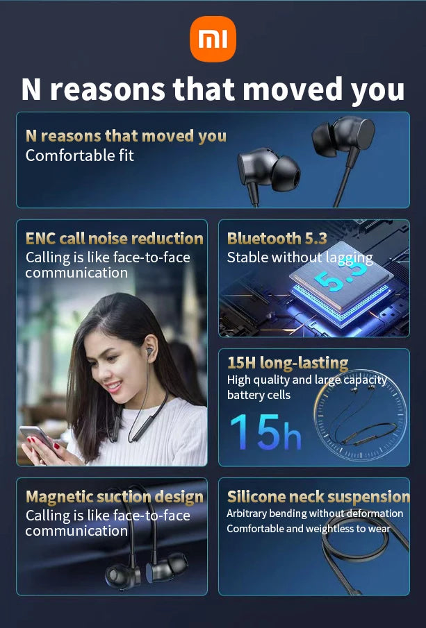 Xiaomi MijiaI BS09 ENC Wireless Earphone Neckband Sport Running In Ear Headphone Bluetooth 5.3 HiFi Stereo Headset - DOGOMET DIGITAL PLUS