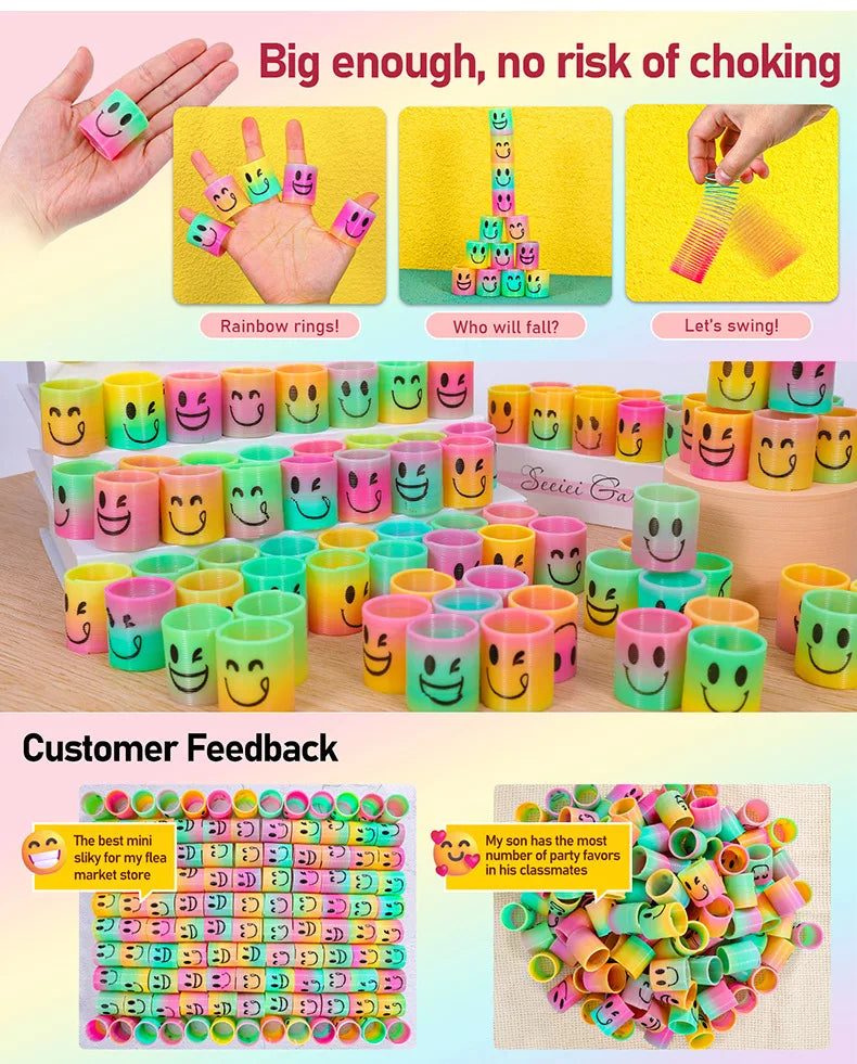 Rainbow Magic Springs Circle Toys Kids' Birthday Party Favors Friends Giveaway Small Gifts Pinata Fillers Flexible Funny Toy