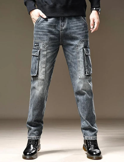 Jean pour hommes pantalon de cowboy droit avec poches pantalon Cargo esthétique régulière nouveau en empilé mode coréenne tendance 2025