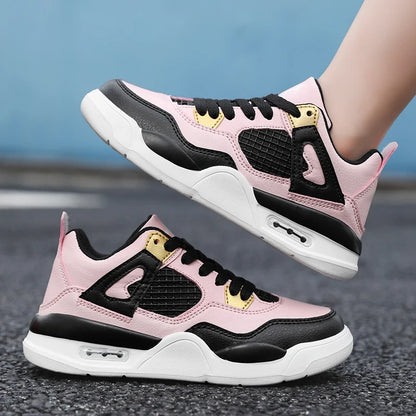 Baskets de basket-ball en cuir à lacets pour enfants, chaussures de skate plates décontractées, tennis pour enfants, qualité, mode, filles, garçons