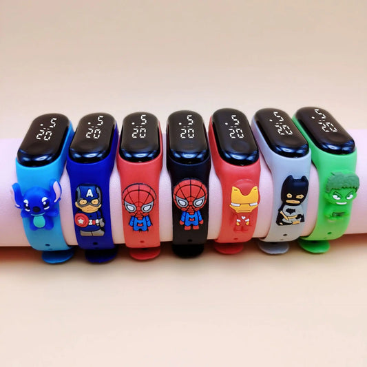 Montre étanche Marvel pour enfants, montres de dessin animé, affichage LED, électronique, numérique, cadeau de vacances, mode