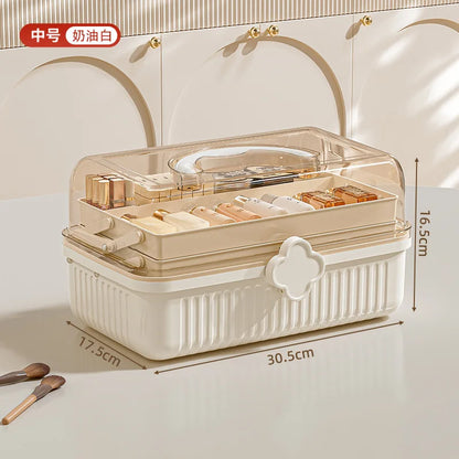 Cosmetics Storage Box, Desktop Dustproof, Large Capacity Organizer Box, Makeup Table, Skincare, Lipstick Shelf