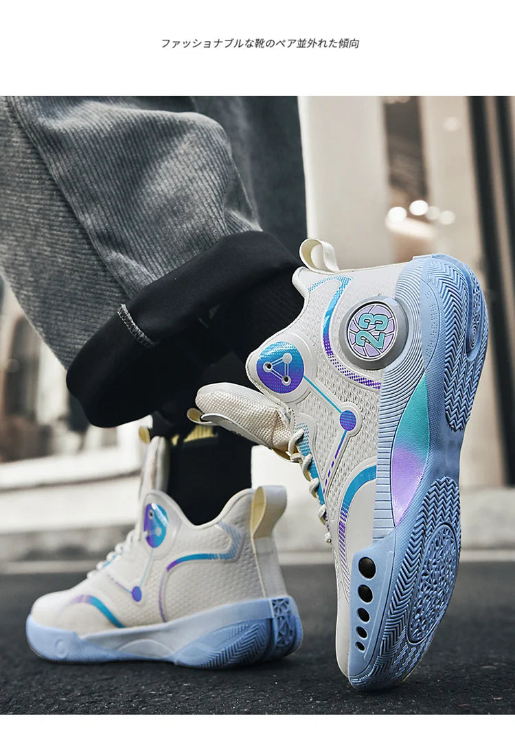 Nouvelles chaussures de basket-ball montantes chaussures de sport confortables et respirantes pour hommes et femmes athlètes d'entraînement chaussures d'étudiant décontractées