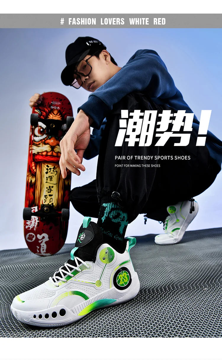 Nouvelles chaussures de basket-ball montantes chaussures de sport confortables et respirantes pour hommes et femmes athlètes d'entraînement chaussures d'étudiant décontractées