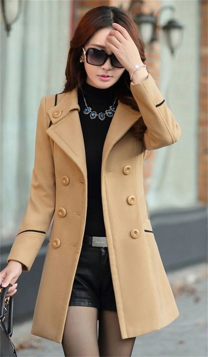 Manteau en laine pour femme, Long et chaud, mode coréenne, veste à Double boutonnage, vêtements d'extérieur, nouvelle collection hiver 2023