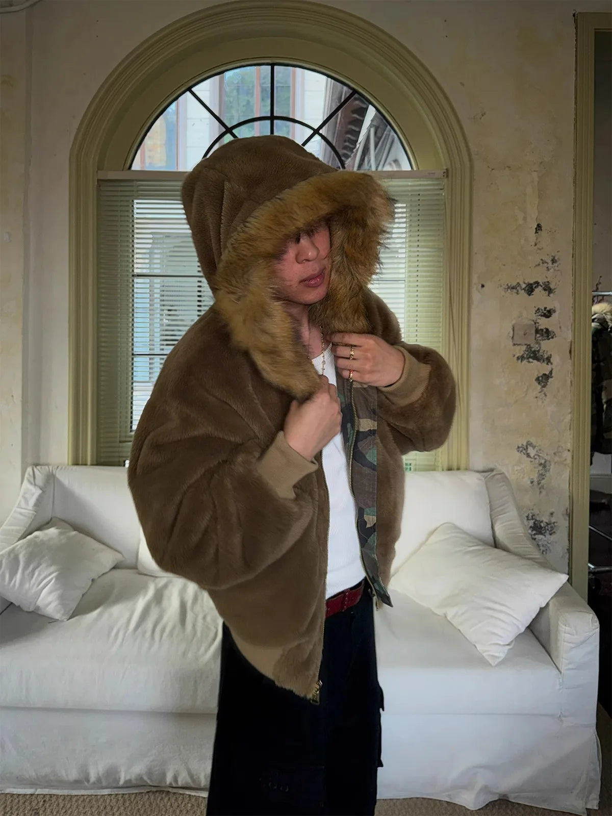 Manteau d'hiver chaud pour hommes, veste de Camouflage Double face, Parka en coton épais avec col en fourrure, Trench-Coat de Style militaire en plein air - DOGOMET DIGITAL PLUS