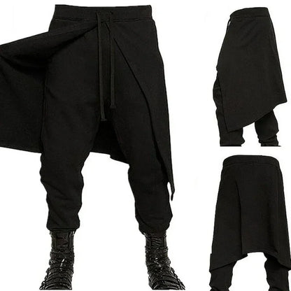 2025Halloween Costume de pantalon noir Steampunk médiéval pour hommes, pantalon ample épissé de Style occidental, Cosplay de scène