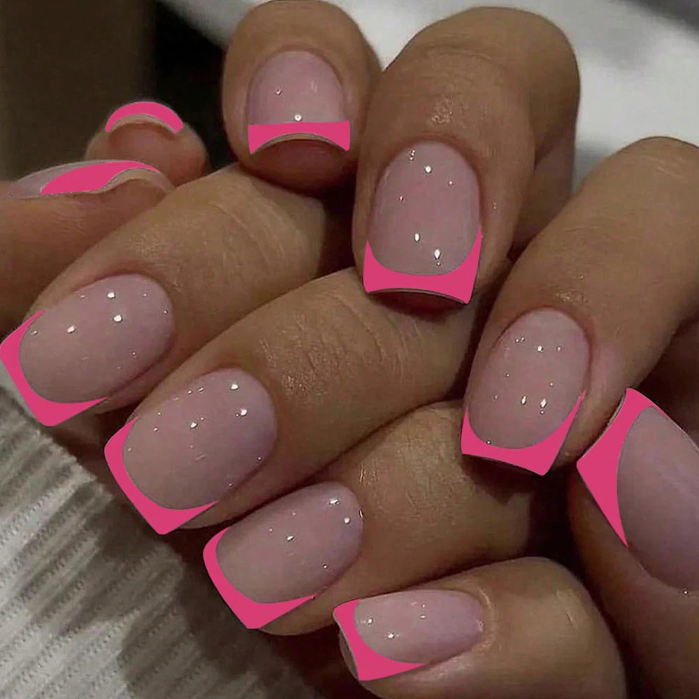 24 pièces/ensemble faux ongles carrés courts pour femmes mignon mariée coeur blanc français conseils faux ongles y2k presse sur faux ongles fournitures