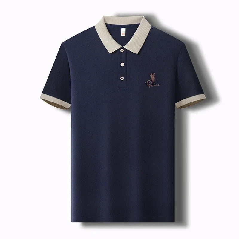 Men's Embroidered Casual Fashion Short Sleeved POLO Shirt Summer Comfortable Top