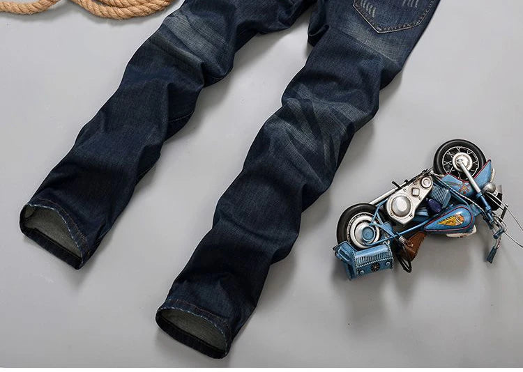 2025 nouveaux hommes Jean printemps automne droit pantalons à la mode décontracté Denim pantalon hommes classique mince Stretch Jean mode