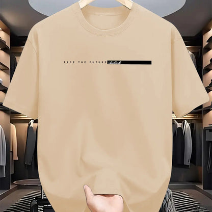 T-shirt à Manches Courtes et Col Rond pour Homme, Haut Décontracté, Coupe Ample, Grande Lettre Imprimée, Style High Street, Unisexe, Été, 100% Coton