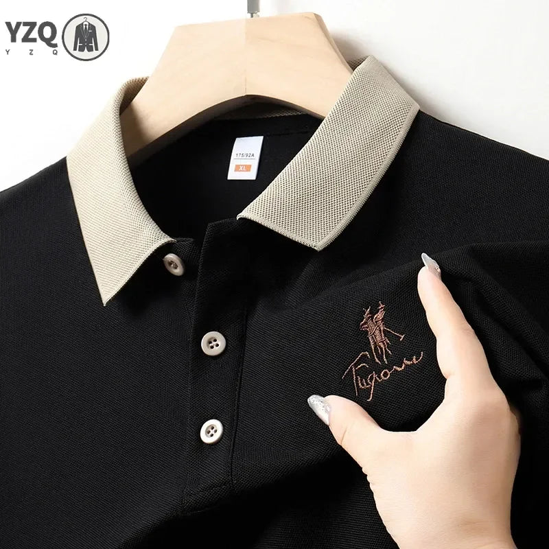 Men's Embroidered Casual Fashion Short Sleeved POLO Shirt Summer Comfortable Top
