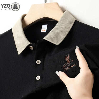 Men's Embroidered Casual Fashion Short Sleeved POLO Shirt Summer Comfortable Top