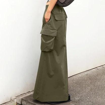 ZANZEA-Jupe Cargo adt pour Femme, Vintage, Élégante, Maxi, Bureau, Grandes Poches, Taille artificiel astique, Streetwear, Automne, 2023