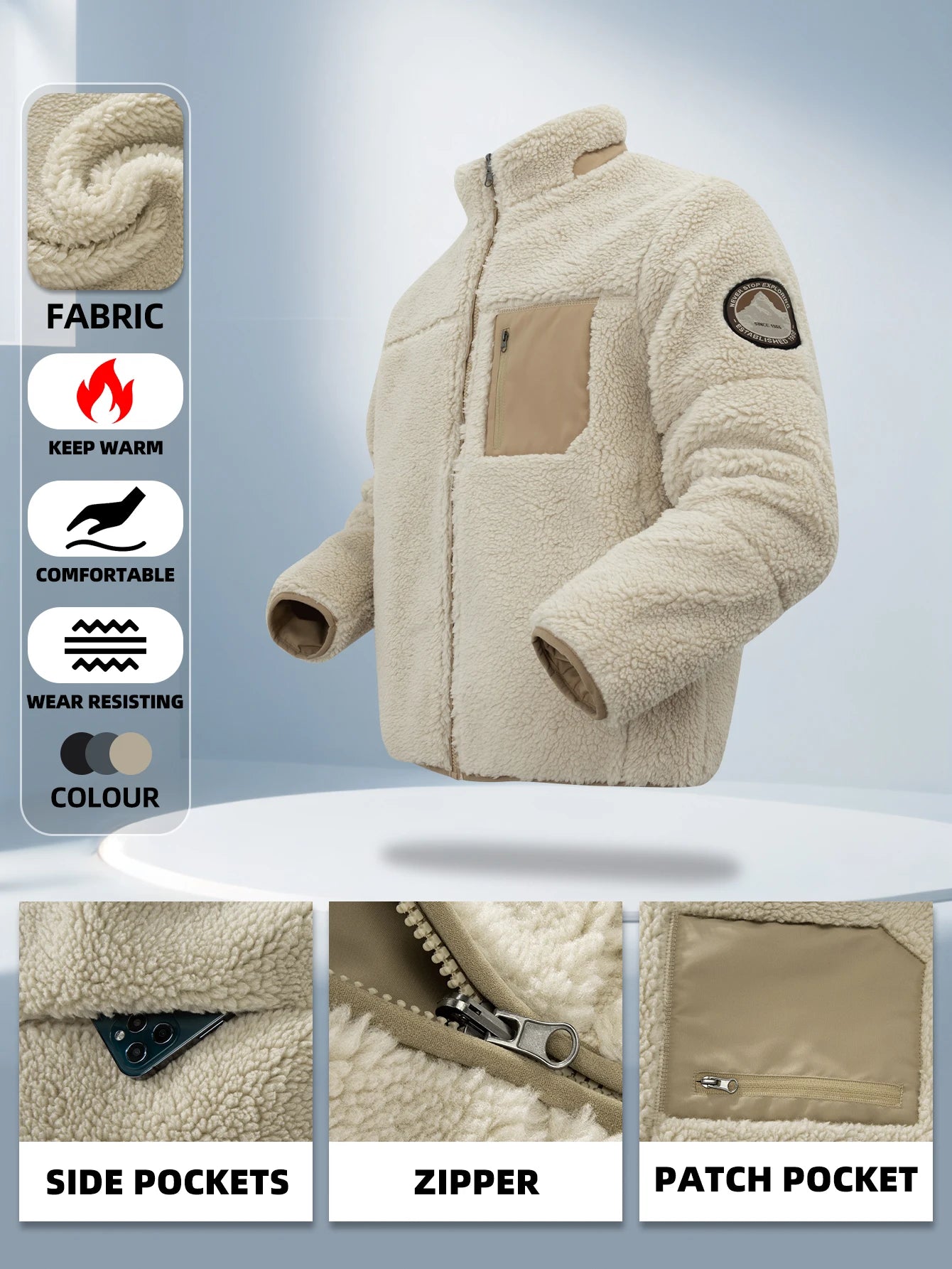 Veste polaire pour hommes, pour randonnée et aventure, vêtements chauds d'hiver, vêtements quotidiens décontractés, Design à la mode, manteaux de fourrure pour hommes - DOGOMET DIGITAL PLUS