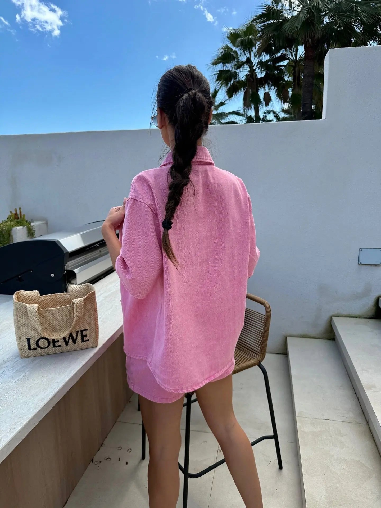 2025 Summer Women's Fashion Casual Loose Short Sleeve Shirt Denim Shorts Set Ensemble Femme 2 Pièces Été