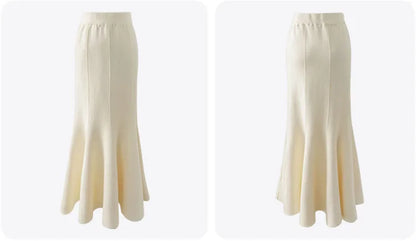 Women Black Knitted Skirt Slim High Waist Mermaid Elegant Retro Party Fashion Evening Chic Female Skirts C-067