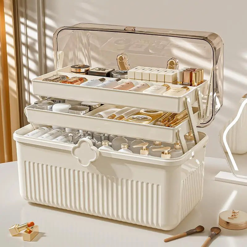 Cosmetics Storage Box, Desktop Dustproof, Large Capacity Organizer Box, Makeup Table, Skincare, Lipstick Shelf