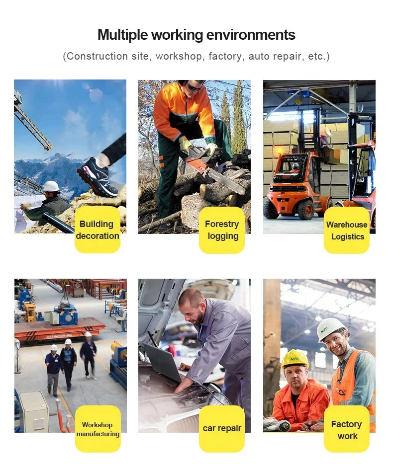 Men's Safety Work Shoes Anti-Tailor Wear-Resistant Steel Toe Boots Durable Sports Footwear for Construction Industry Workers