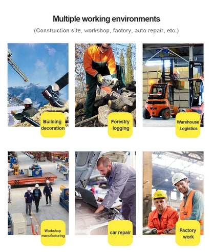 Men's Safety Work Shoes Anti-Tailor Wear-Resistant Steel Toe Boots Durable Sports Footwear for Construction Industry Workers